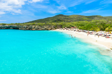 Grote Knip beach, Curacao, Netherlands Antilles - paradise beach on tropical caribbean island - obrazy, fototapety, plakaty