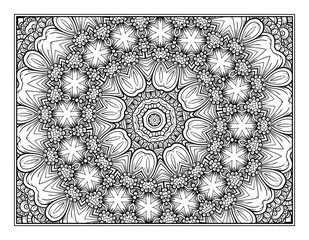 Vector lacy floral page for antistress coloring