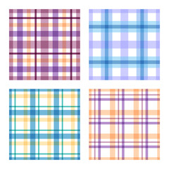 Checkered plaid seamless patterns set