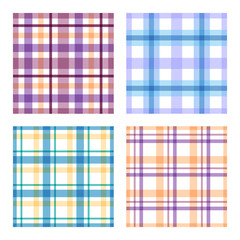 Checkered plaid seamless patterns set