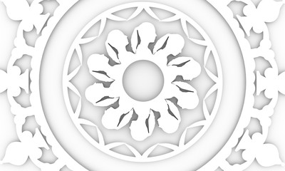 Social networking people conceptual design. Human communication simple icons model. Decorated by circular ornament. 3D rendering