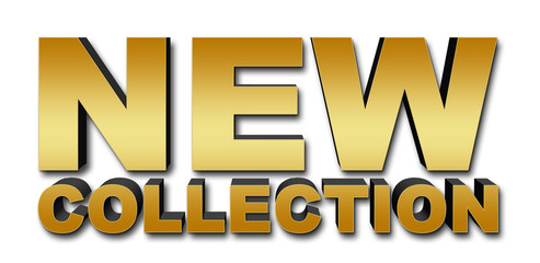 New Collection Gold, 3D Illustration, Modern Banner - Sign, White Background