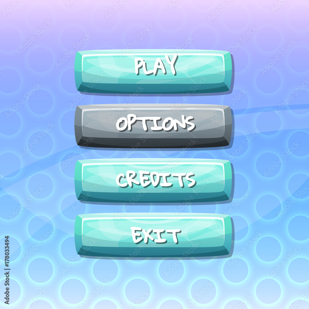 Poster vector buttons with text for game