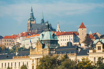 Fototapeta premium Historical center of Prague with castle, Hradcany, Czech Republic
