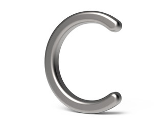 3D render metallic alphabet C