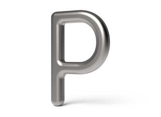 3D render metallic alphabet P