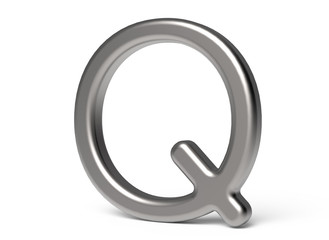 3D render metallic alphabet Q