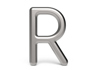 3D render metallic alphabet R
