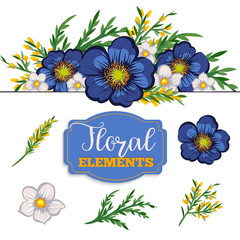 Beautiful floral design set. Vector Illustration