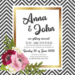 Wedding invitation card suite with flower Templates.Vector Illustration