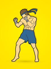 Muay Thai, Thai Boxing standing graphic vector