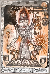Foto auf Acrylglas Collage und Zeichnungen mit ethnischen, esoterischen und astrologischen Symbolen und Elementen © Rosario Rizzo