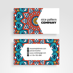 Business Card. Vintage decorative elements. Ornamental floral business cards or invitation with mandala