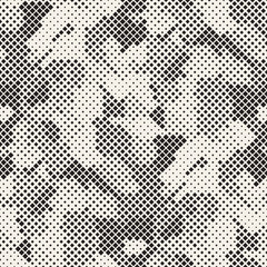 Modern Stylish Halftone Texture. Endless Abstract Background With Random Size Squares. Vector Seamless Chaotic Mosaic Pattern