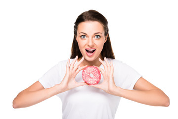 young woman with doughnut