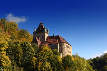 Obraz premium Kuckuckstein castle, Liebstadt, Germany - old middle ages castle on a rock