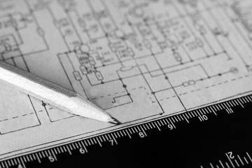 Pencil in engineering drawing, work plan