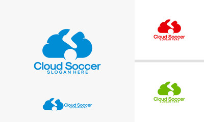 Cloud Soccer logo template, Soccer Online analysis logo designs vector