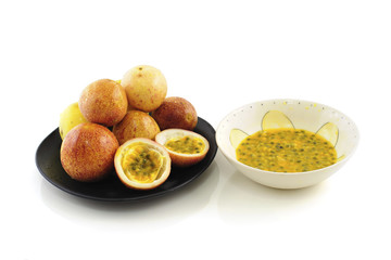 passion fruit juice isolated on white background