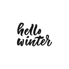 Hello winter hand lettering. Greeting card. - 178041886