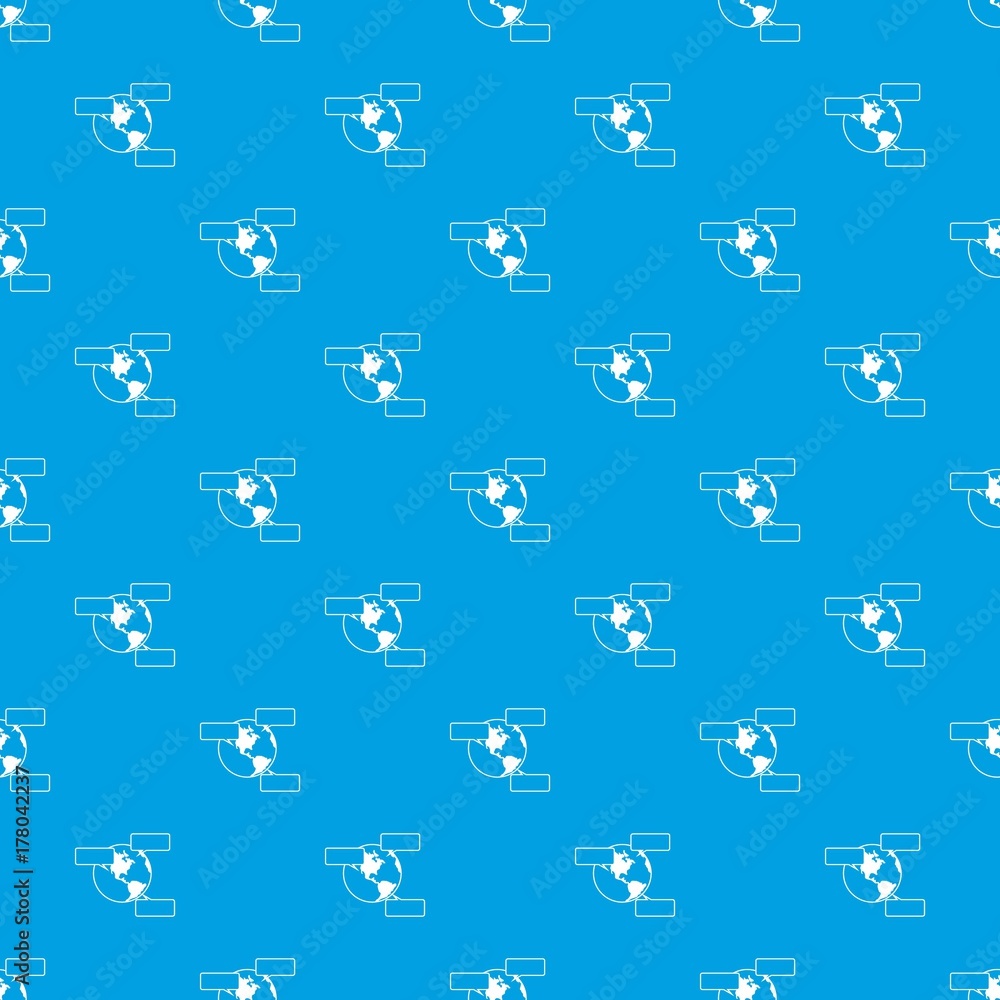 Poster globe and empty speech bubbles pattern seamless blue