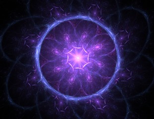 Colorful glowing neuron fractal