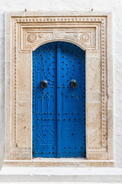 a door in the casbah of monastir tunisia