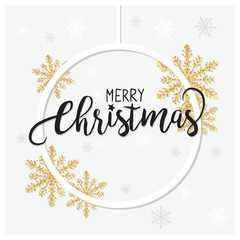 Elegant Christmas  background with shining gold glittering snowflakes background