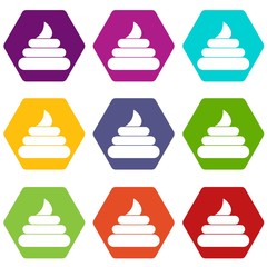 Turd icon set color hexahedron