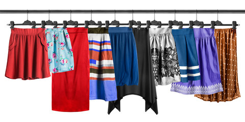 Skirt on clothes racks - obrazy, fototapety, plakaty