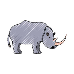 colored rhino doodle over white background  vector illustration