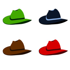 Vector collection of colorful hats for men