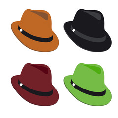 Vector collection of colorful hats for men