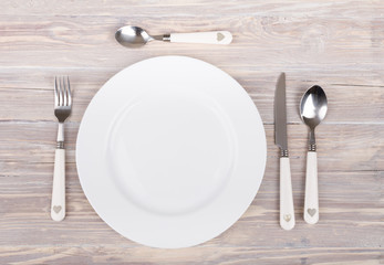 empty plate with knife and fork