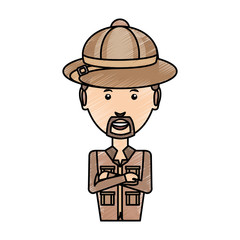 colored safari man doodle over white background  vector  illustration