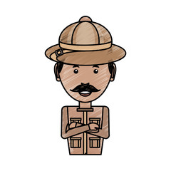 colored safari man doodle over white background  vector  illustration
