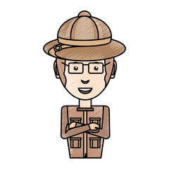 colored safari man doodle over white background  vector  illustration