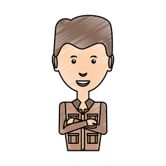 colored safari man doodle over white background  vector  illustration