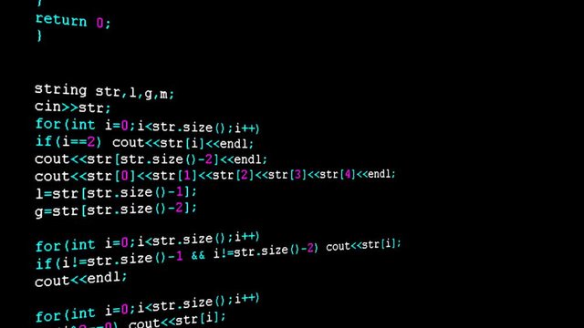 Source code on the monitor screen.