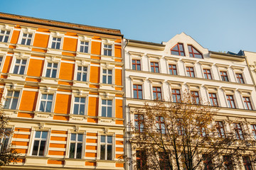 Fototapeta premium beautiful residential houses with orange facade