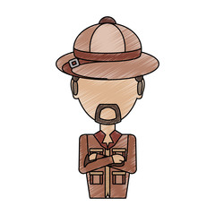 colored  safari man  doodle over white background  vector illustration