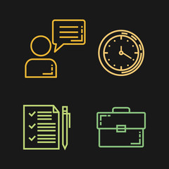 business and management set icons