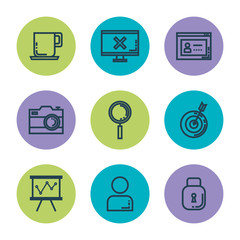 business and management set icons