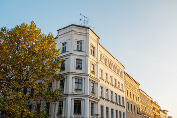 beautiful apartment building in autumn