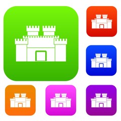 Fototapeta premium Ancient fortress set color collection