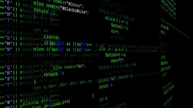 Source code on the monitor screen.