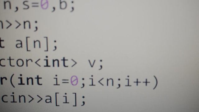 Source code on the monitor screen.