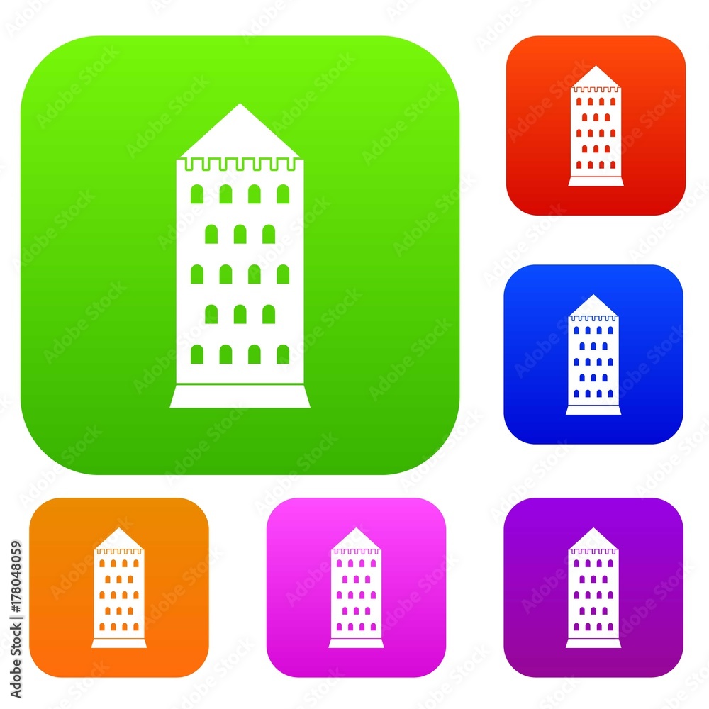 Poster ancient building set color collection