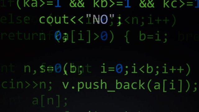 Source code on the monitor screen.