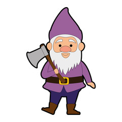 cute gnome with woodcutter ax character